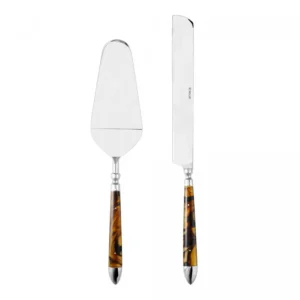 Conjunto 2 Peças para Bolo de Aço Inox com Cabo de Resina