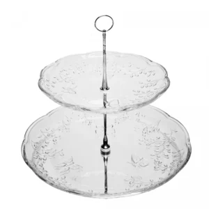 Prato para Doce 2 Andares New Butterfly 20cm/26cm Cristal Ecológico