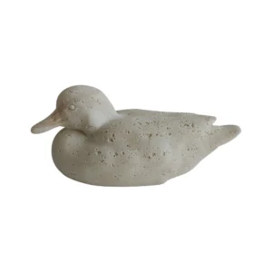 Pato Decorativo em Resina Bege Texturizado - P