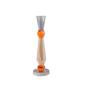 Castiçal de Cristal Grande Fumê e Laranja