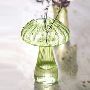 Vaso Vidro Cogumelo Verde 12x9cm