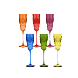 Jogo 6 Taças de Champagne Colorida