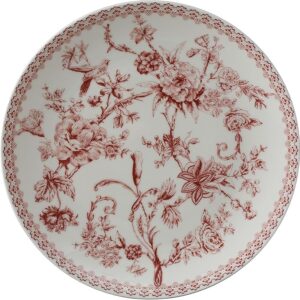 Jogo de 4 Pratos Hortênsia Sobremesa Bordô New Bone China