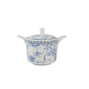 Açucareiro Azul em New Bone China com Colher 280ml