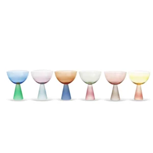 Conjunto 6 Taças em Vidro com Base Cônica Mix de Cores 350ml